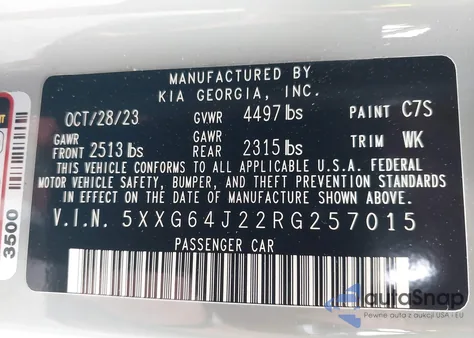 2024 Kia K5 Gt-Line from USA, damaged, VIN 5XXG64J22RG257015